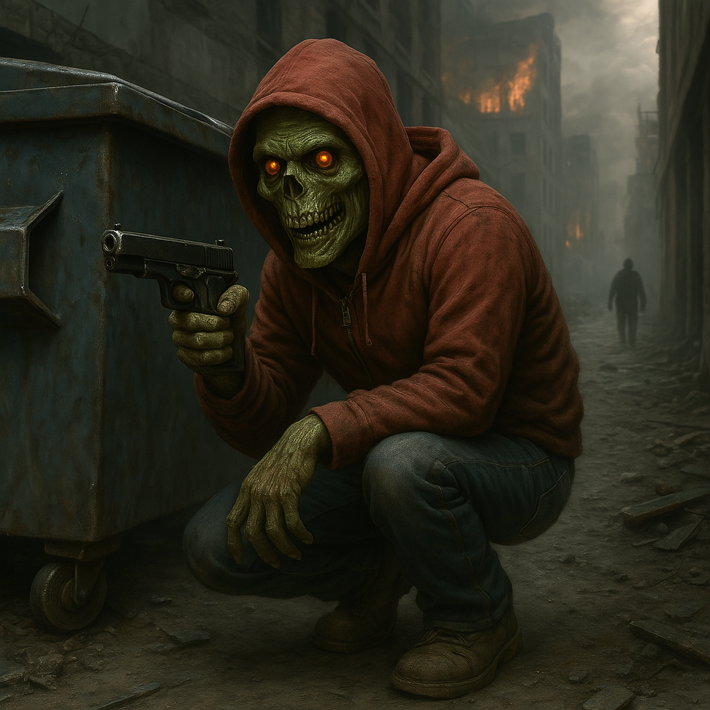 Zombie in Alley with a gun