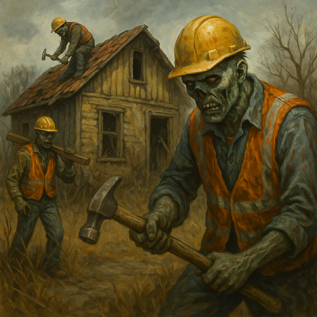 Zombie Construction Works fixing a farm house